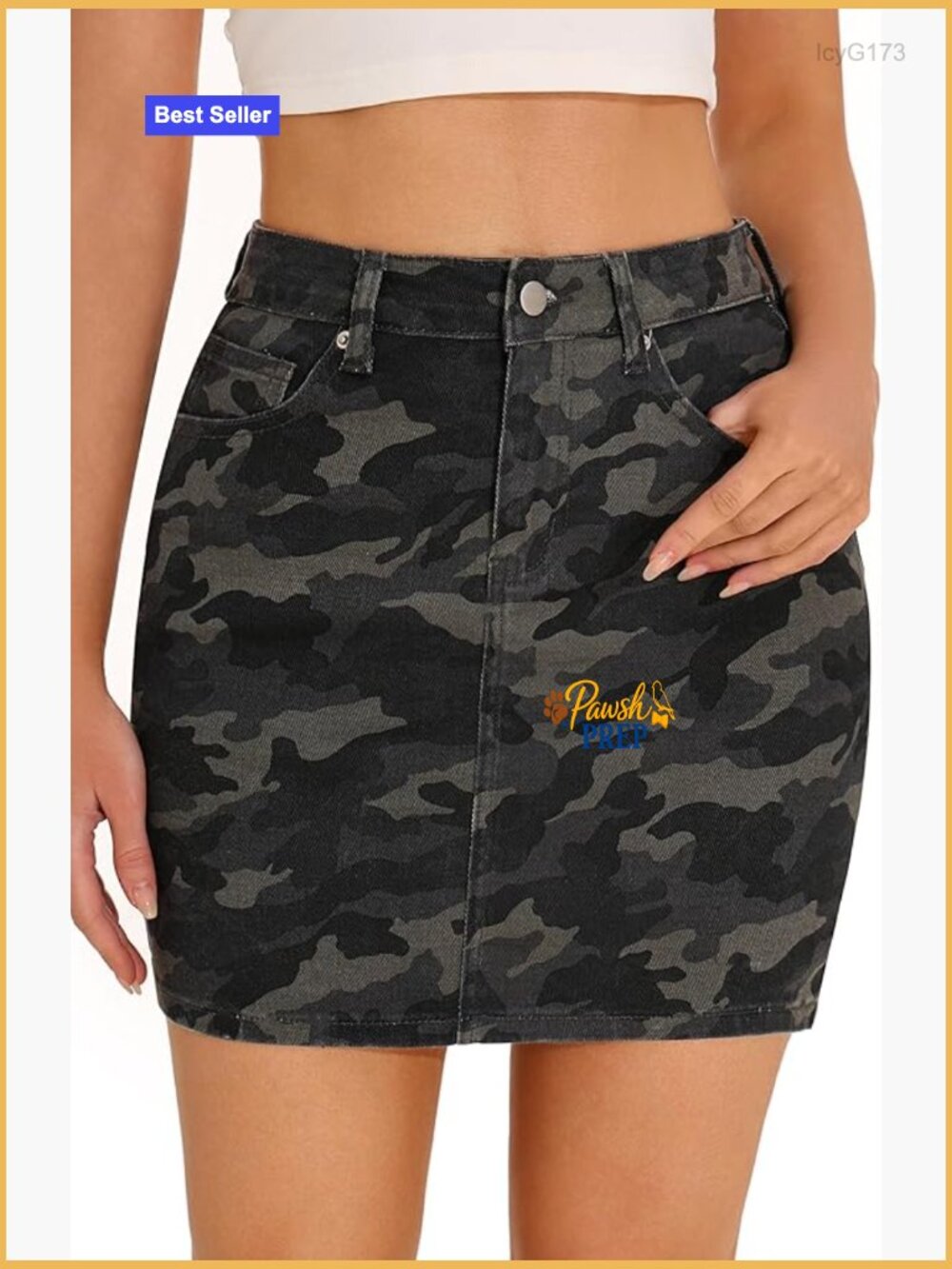High Waisted Stretch Denim Mini Pencil Skirt Casual